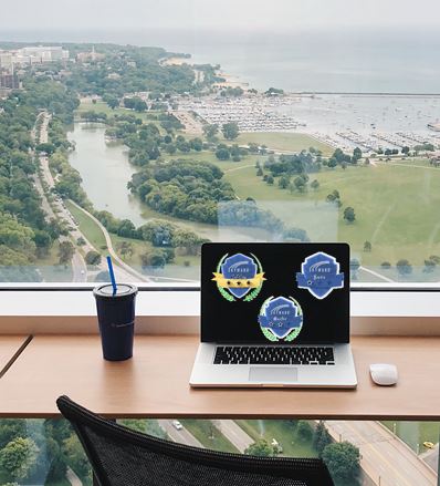 Badges on a Laptop