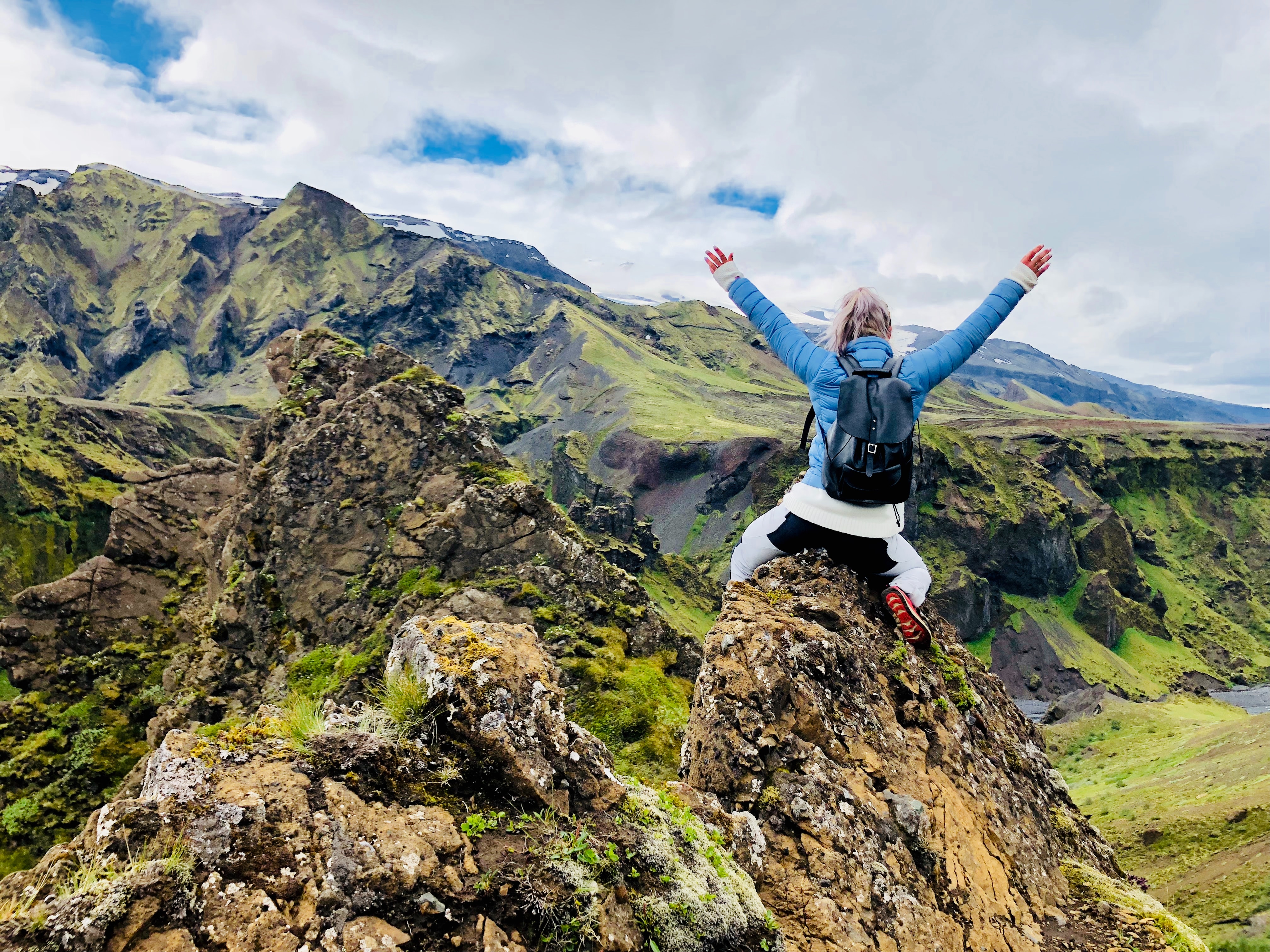 Girl on mountain top